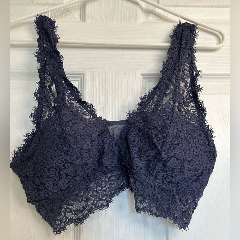Wireless Lace Bra - Navy - Picture 4 of 12